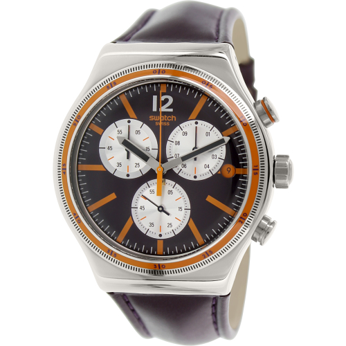 Swatch Men's Irony YVS413 Purple Leather Swiss Quartz Watch