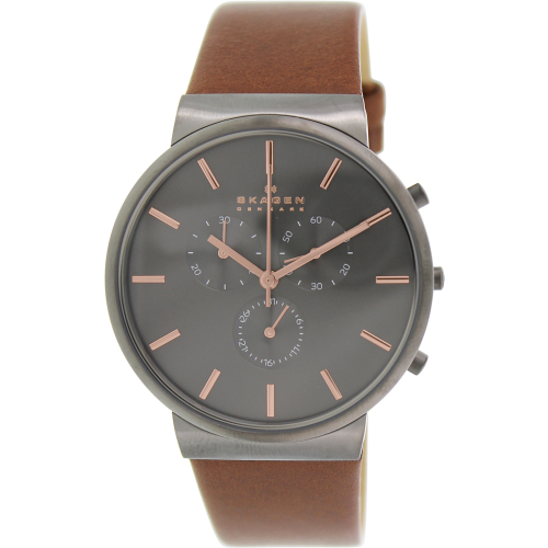 Skagen Men's Ancher SKW6106 Brown Leather Analog Quartz Watch