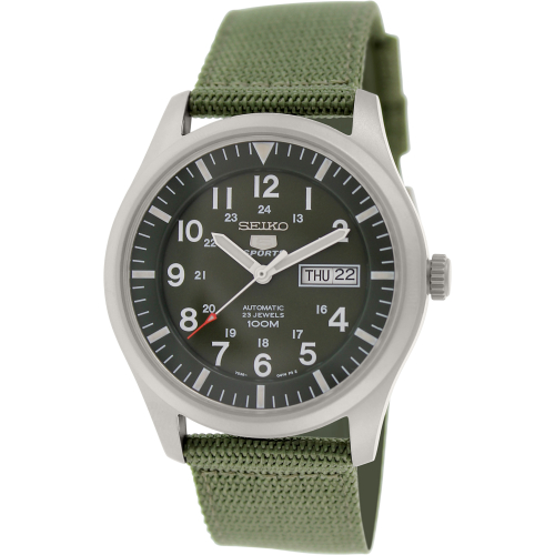 Seiko Men's 5 Automatic SNZG09K Green Nylon Automatic Watch