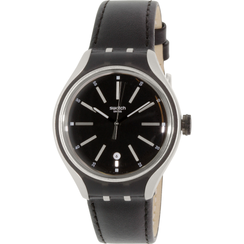 Swatch Men's Irony YES4003 Black Leather Quartz Watch