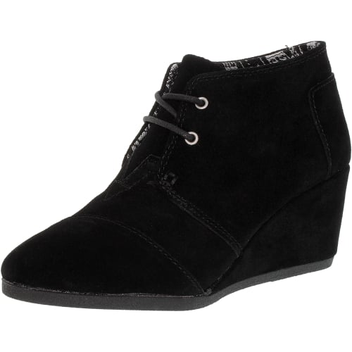 Toms Women's Desert Wedge Boot Black Suede Ankle-High Suede 
