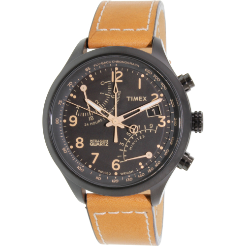 Timex Men's IQ T2N700 Brown Calf Skin Quartz Watch