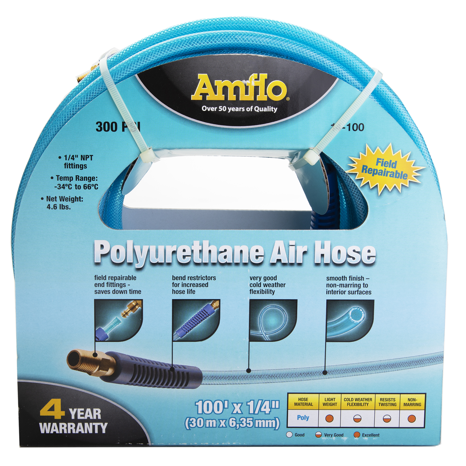 Amflo 100'X1/4" Poly Air Hose 