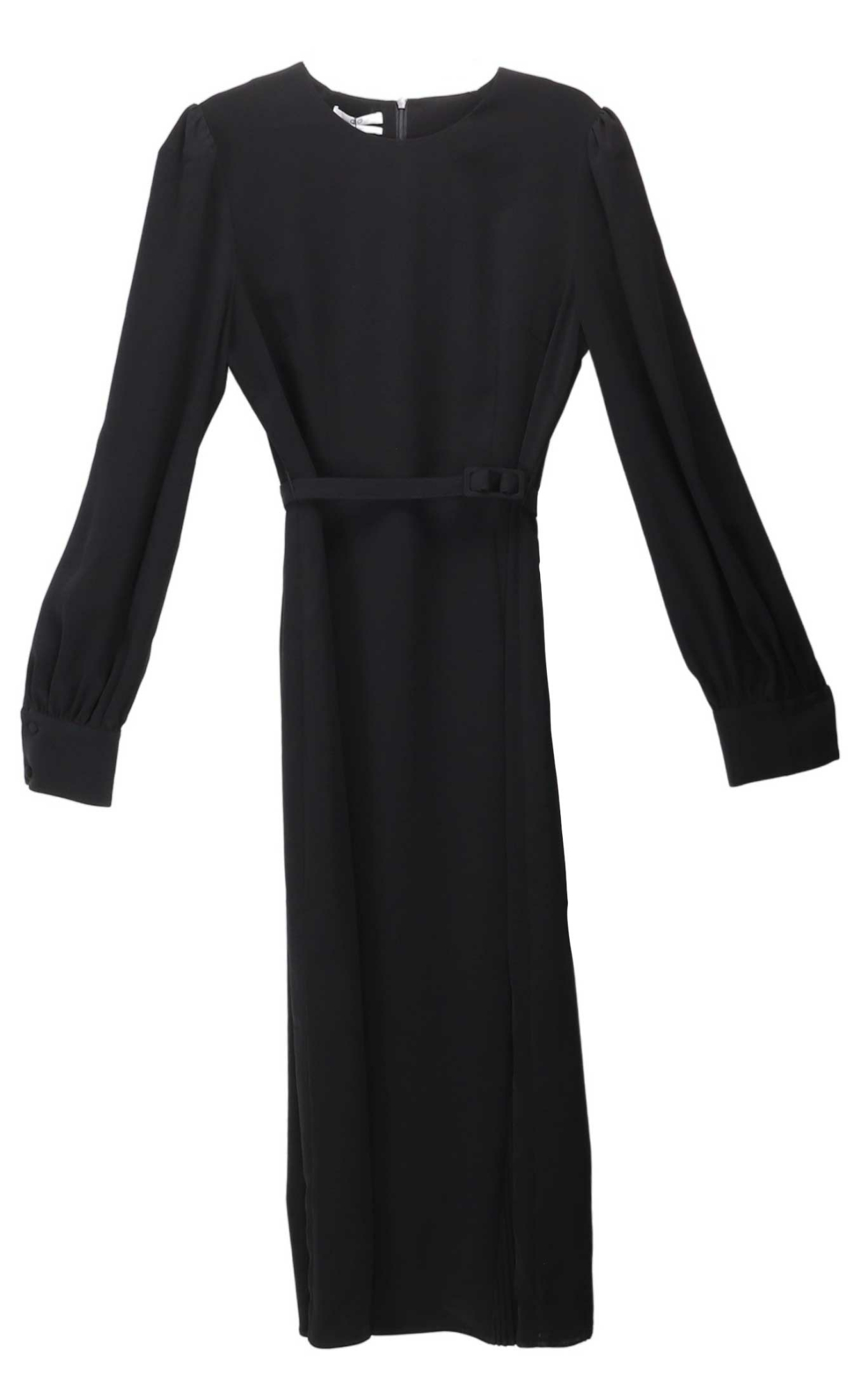 Pre-owned Co Essentials Women's Long Sleeved Pleated Panel Dress In Black