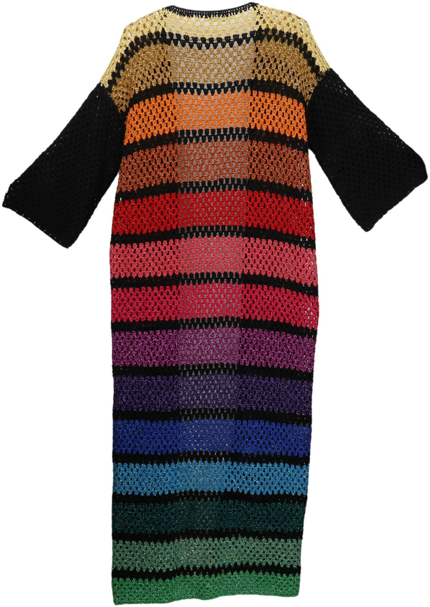Rose Carmine Women\'s Metallic Granny Crochet Rainbow Striped Long Cardi  Cardigan | eBay